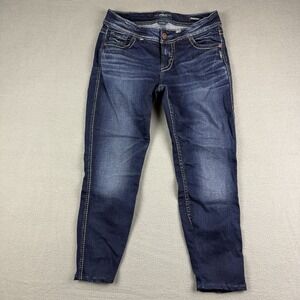 Silver Jeans Co. Women's‎ Elyse Mid Rise Straight Leg Jeans Size 30x26 HEMED